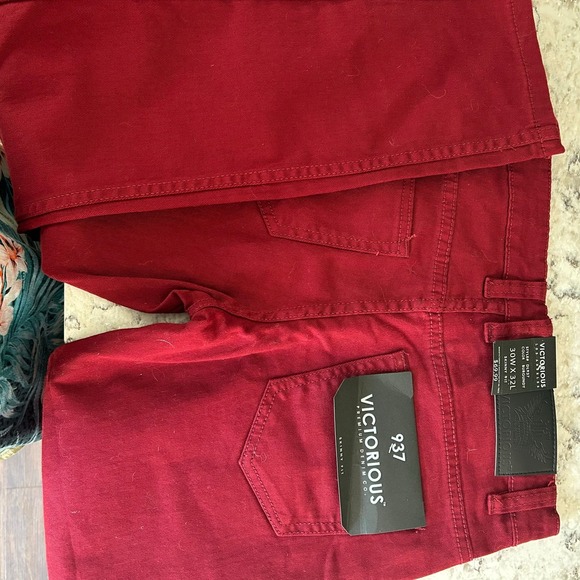 Victorious premium Jeans- size 30W x 32L-skinny fit burgundy‎ denim NEW - Picture 4 of 4